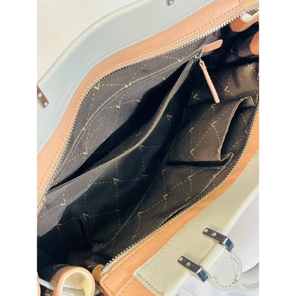 Vince Camuto Pink Gray Ayla Pebbled Leather Crossbody Satchel Purse - Picture 7 of 9